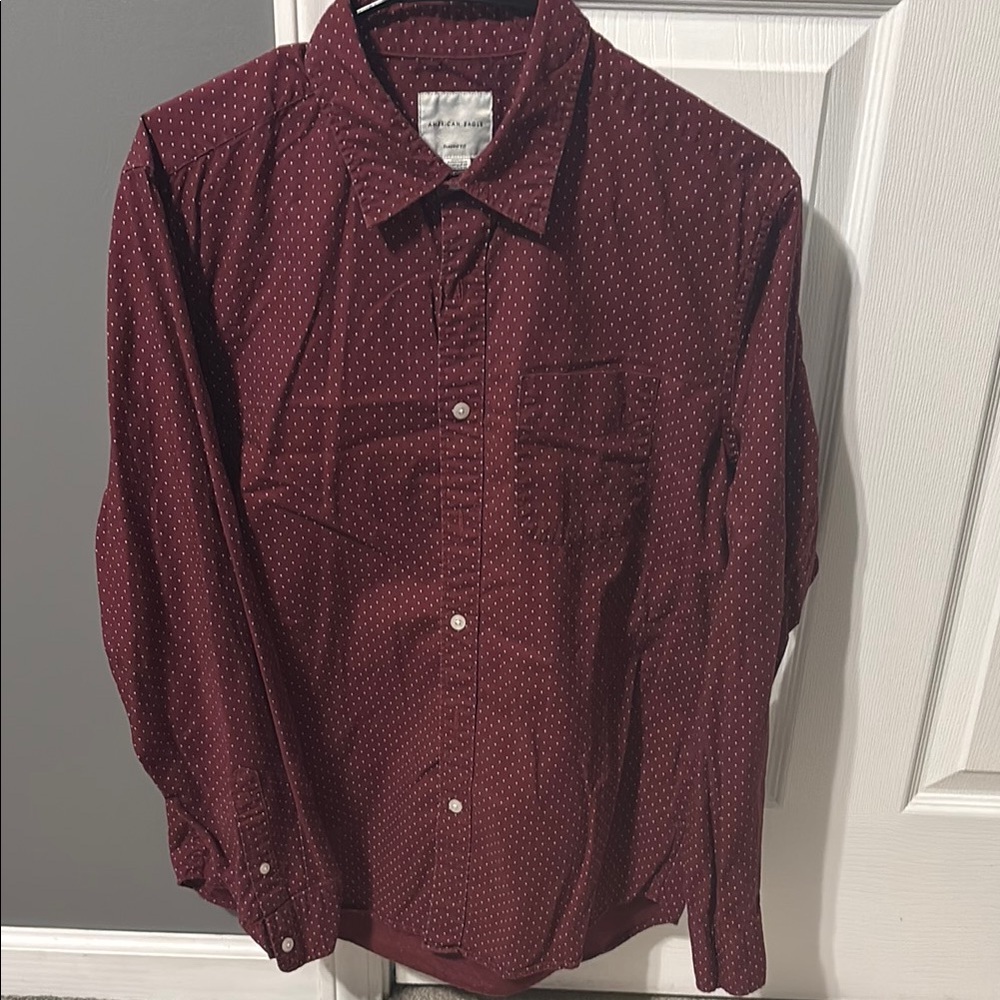 Men's Burgundy Button-Up Shirt